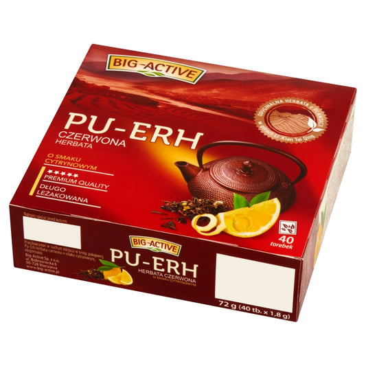 Herbata czerwona Pu-Erh o smaku cytrynowym 40 x 1,8 g Big-Active